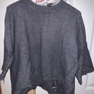 Distressed Mock Neck